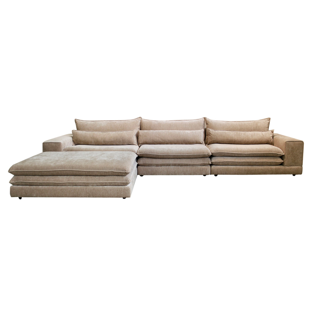 London 6-Seater Tan + Ottoman