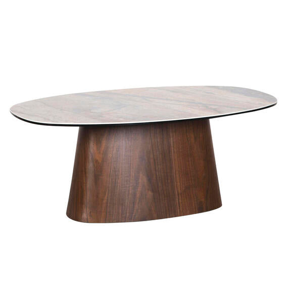 Danish Coffee Table Ceramic Onyx / Walnut Veneer Beige