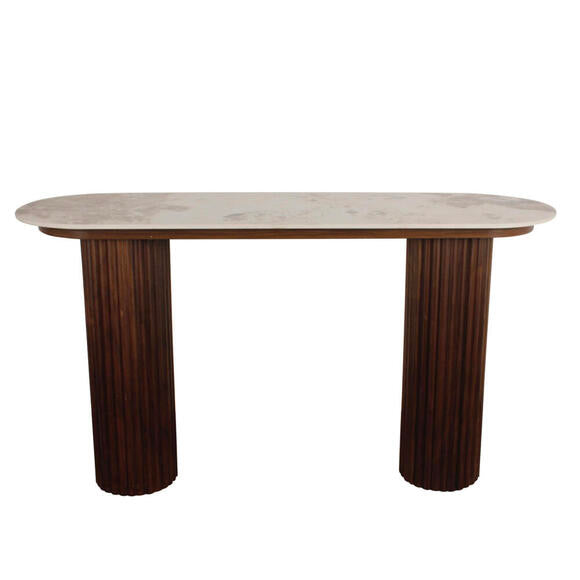 Urban Chique Side Table Ceramic Marble / Walnut Veneer