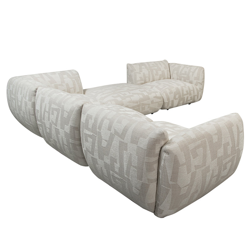 Amsterdam 5 Parts Corner Sofa White Glyphs