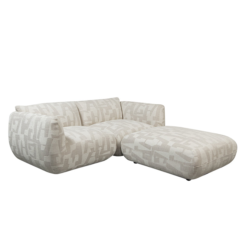 Amsterdam 2.5 Seater White Glyphs+ Ottoman