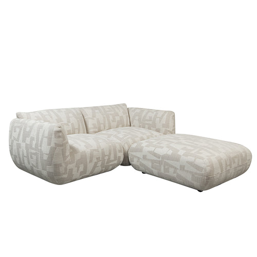 Amsterdam 2.5 Seater White Glyphs+ Ottoman