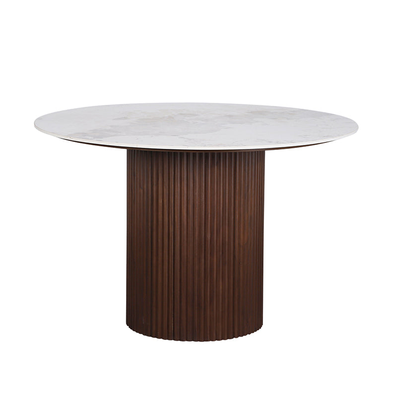 Urban Chique Round Table – Ceramic Marble / Walnut Veneer