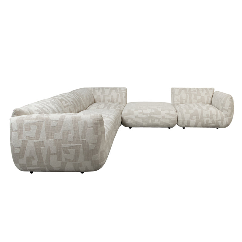 Amsterdam 5 Parts Corner Sofa White Glyphs