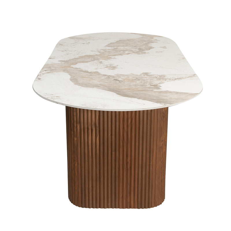 Urban Chique Dining Table – Ceramic Marble / Walnut Veneer