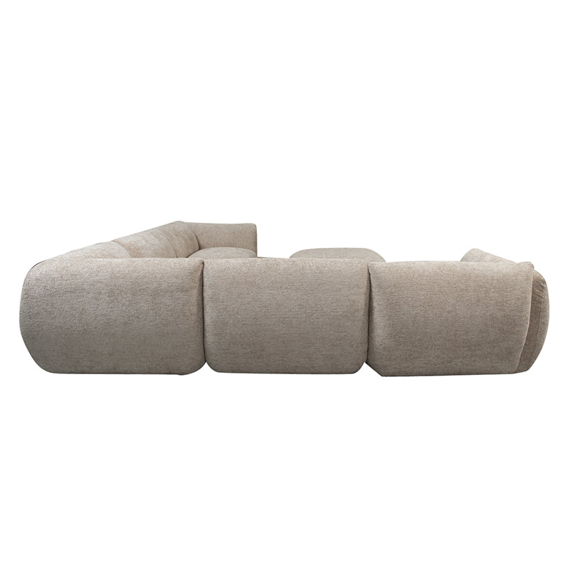 Amsterdam 6 Seater Corner + Ottoman Sofa Latte