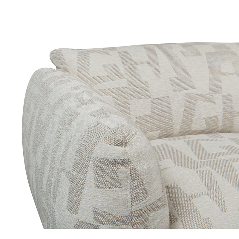Amsterdam 6 Seater Corner + Ottoman Sofa White Glyphs