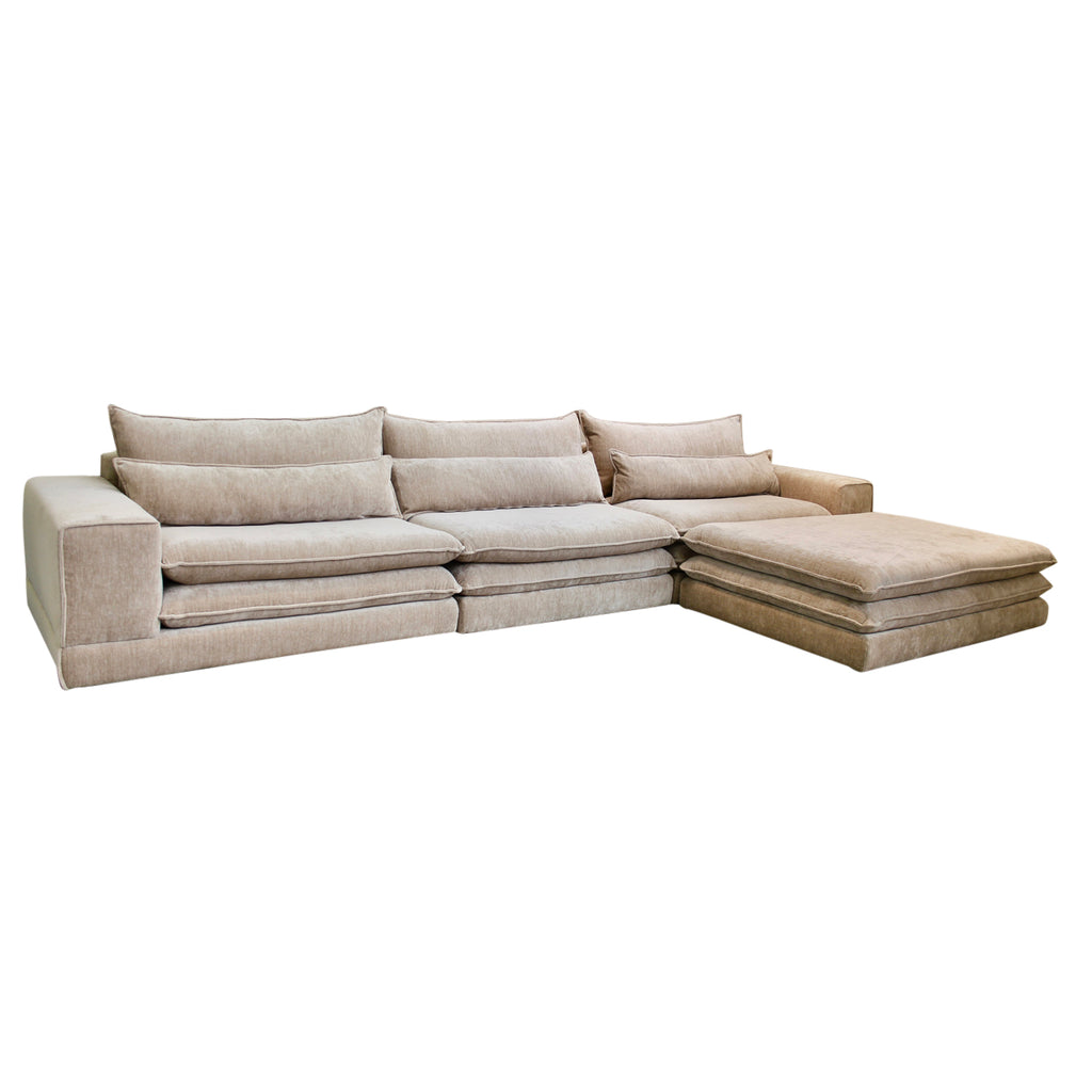 London 6-Seater Tan + Ottoman