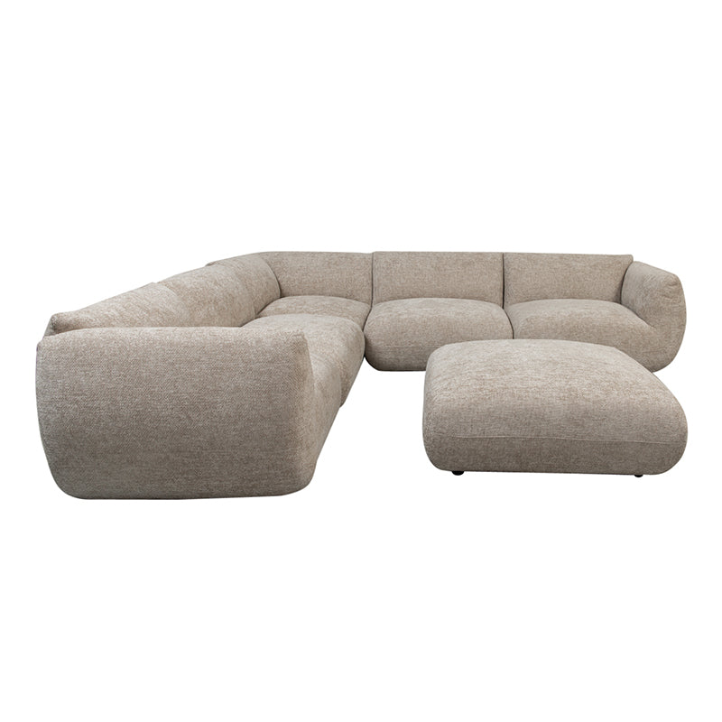Amsterdam 6 Seater Corner + Ottoman Sofa Latte