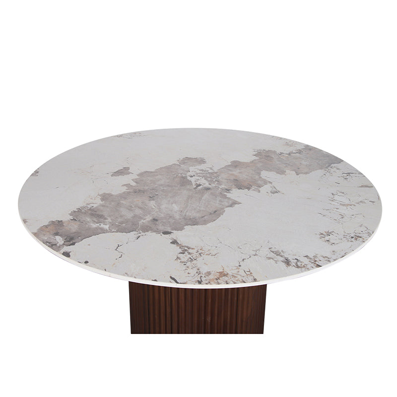 Urban Chique Round Table – Ceramic Marble / Walnut Veneer