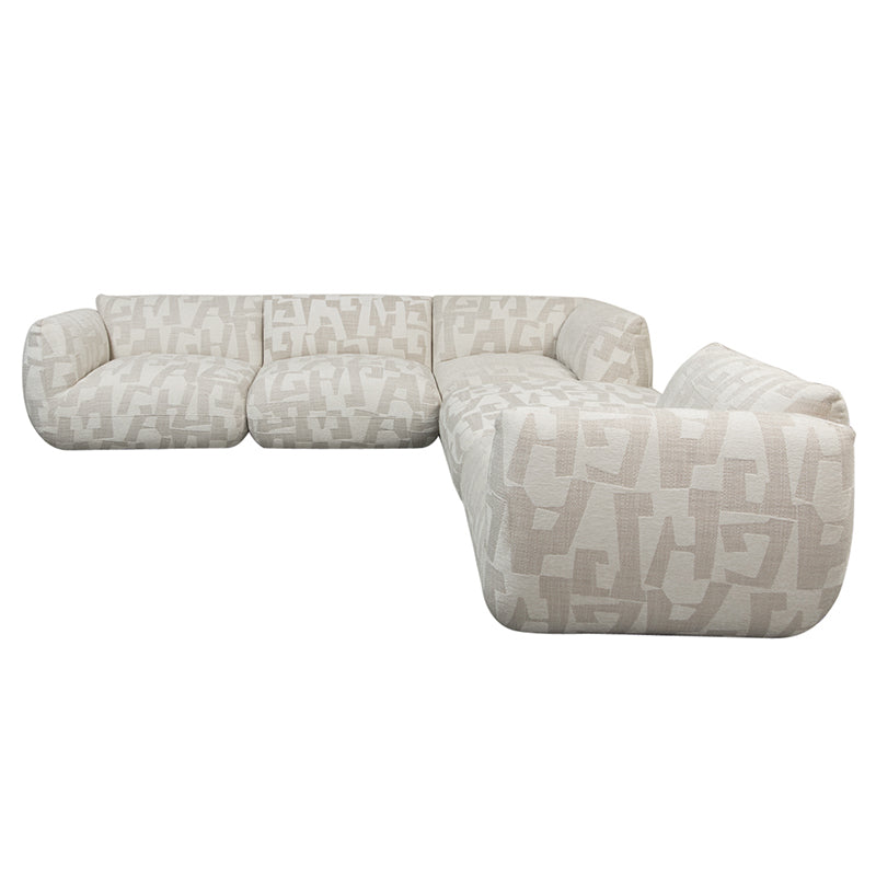 Amsterdam 5 Parts Corner Sofa White Glyphs