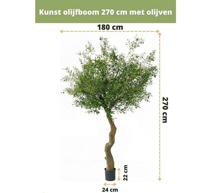 Kunst Olijfboom 270 cm met olijven