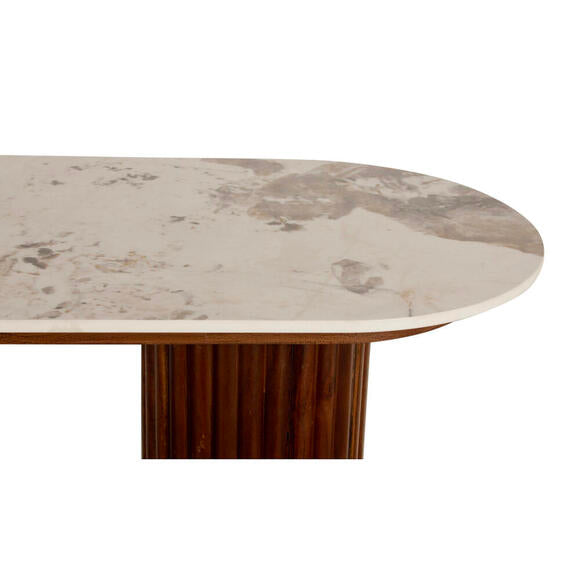 Urban Chique Side Table Ceramic Marble / Walnut Veneer