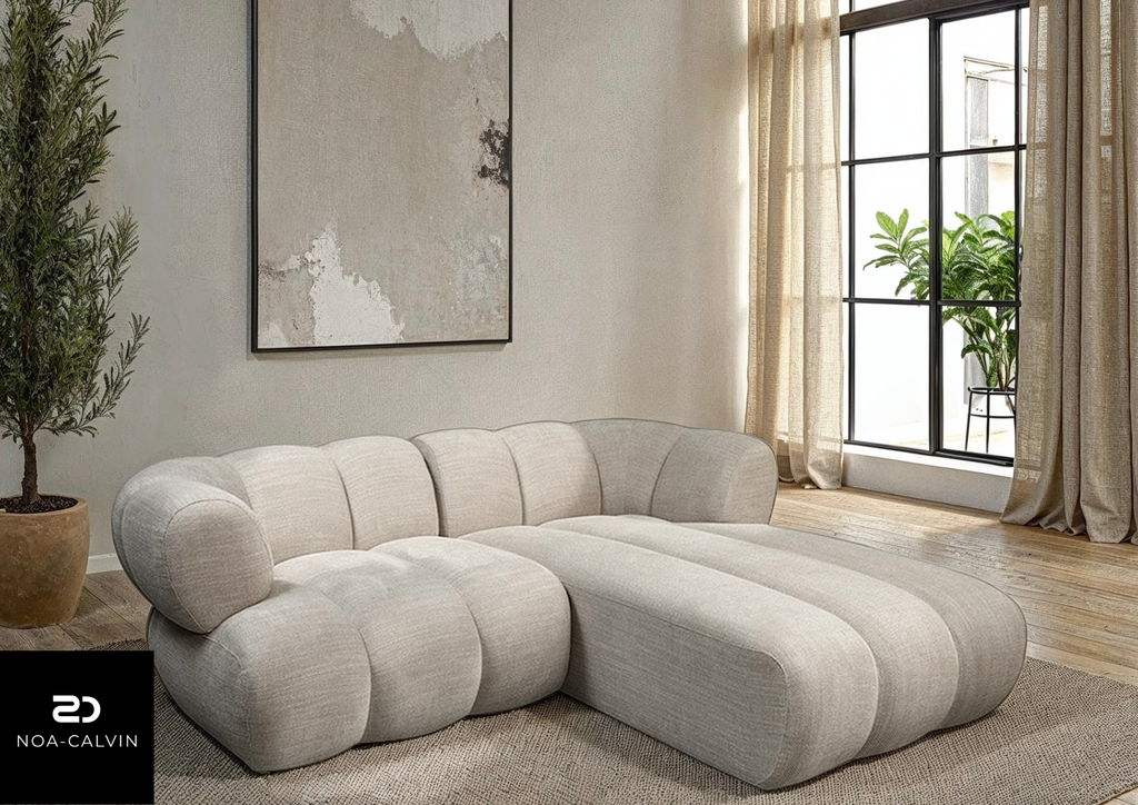 New York 2.5 Seater Right Lounge Sofa Beige