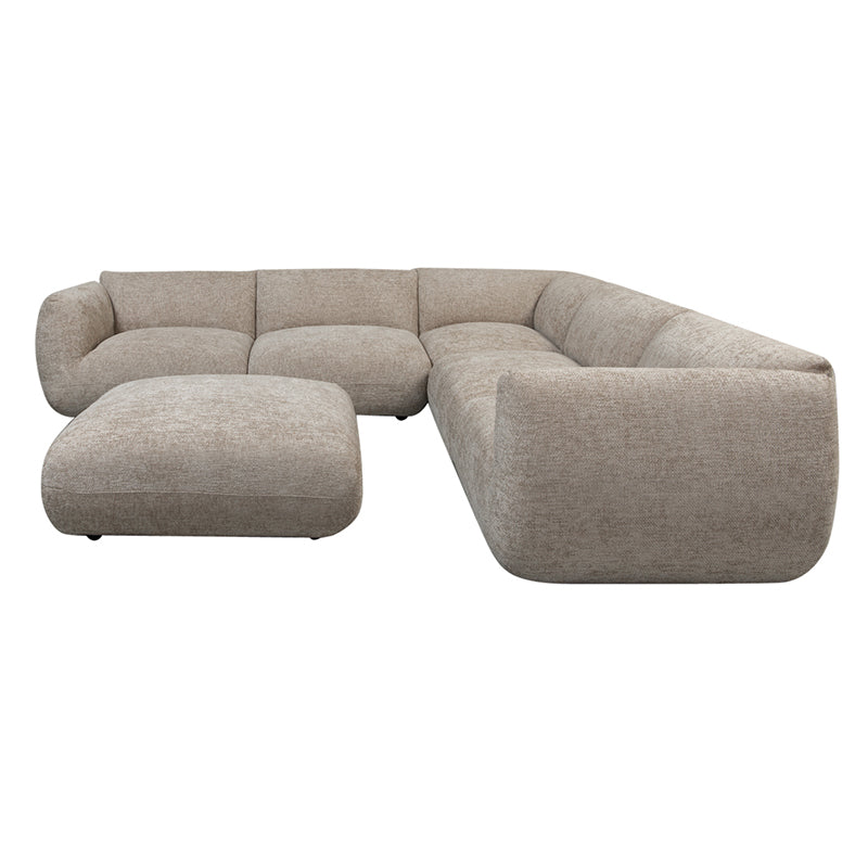 Amsterdam 6 Seater Corner + Ottoman Sofa Latte