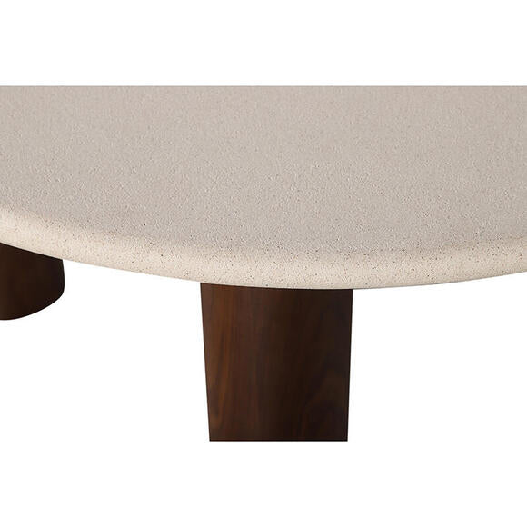 Japandi Low Dining Table Micro Cement / Walnut Veneer