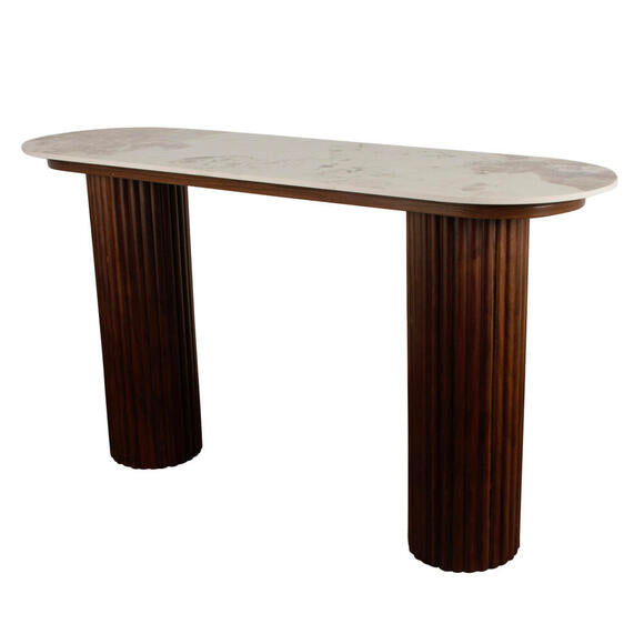 Urban Chique Side Table Ceramic Marble / Walnut Veneer