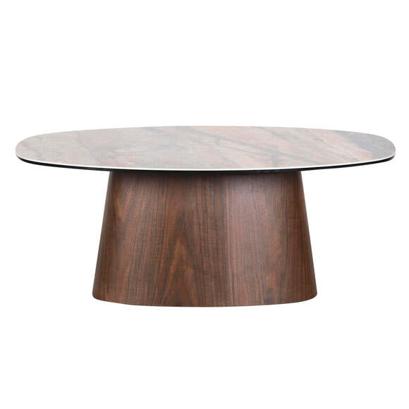 Danish Coffee Table Ceramic Onyx / Walnut Veneer Beige