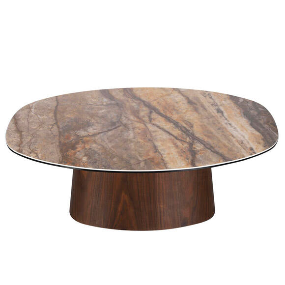 Danish Coffee Table Ceramic Onyx / Walnut Veneer Brown