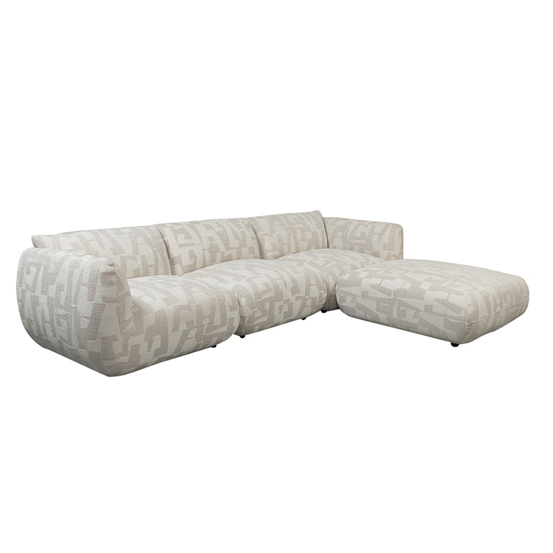 Amsterdam 4 Seater White Glyphs + Ottoman